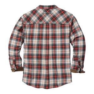 เสื้อเชิ้ตผ้าแฟลนเนลสีขาวสนิมสไตล์วินเทจสำหรับผู้ชาย ผ้าฝ้ายบุขนด้านหลัง ติดกระดุมด้านหน้า แขนยาว ทรงหลวมสบาย - Product Image 2