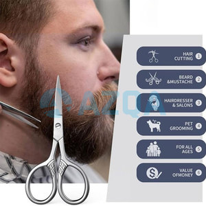 Tijeras profesionales multiusos de acero inoxidable para el cuidado facial, para recortar cejas, vello de la nariz y bigote. - Product Image 4