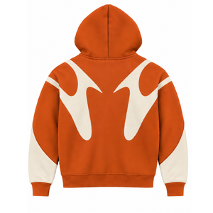 Sudadera con capucha y cremallera completa para hombre, estilo urbano, con paneles en contraste naranja, manga larga, personalizada, informal, de forro polar, con bolsillo. - Product Image 2