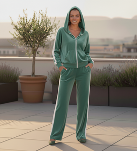 Women's Autumn Streetwear Long Solid Color Zip Hoodie & Drawstring <b>Pants</b> 2-Piece Tracksuit Set Wholesale Custom ZONA - Product Image 6