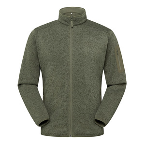 Stand-Up Collar Fleece Jacket <b>for</b> <b>Men</b> Women Winter Sporty Casual Knit <b>Cardigan</b> Sweatshirt Zipper Closure Front Logo - Product Image 5