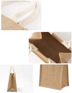 Durable Reusable Jute Beach <b>Bag</b> with Zipper Closure Laminated Interior for Seaside Travel and Outdoor Activities - Product Image 4