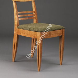 Luxury Handcrafted Solid Wood Dining Chair Modern Minimalist Cutout <b>Back</b> Green Upholstered Seat - Product Image 4