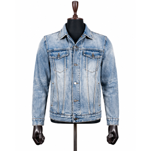 Chaqueta vaquera vintage para hombre, corte regular, cierre de botones, bordes deshilachados, lavado ácido, lavado a la piedra, 100% algodón orgánico, de secado rápido y transpirable. - Product Image 5