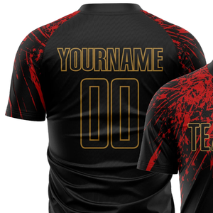 เสื้อฟุตบอลแขนสั้นสีดำ ทองแดง แดง สำหรับผู้ชาย ชุดฟุตบอลซับลิเมชั่น ชุดฝึกซ้อมและแข่งขันสำหรับทีมกีฬา - Product Image 4