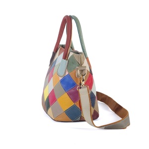 Sac à main Ando en cuir de vachette véritable, patchwork, avec poignée supérieure, bandoulière amovible, sac bandoulière pour femme - Product Image 4