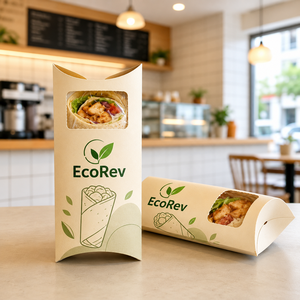 Custom Logo Design Biodegradable Eco-Friendly Pillow Shape Food Grade Takeaway Burrito Shawarma Chicken Rolls Paper Box - Product Image 2