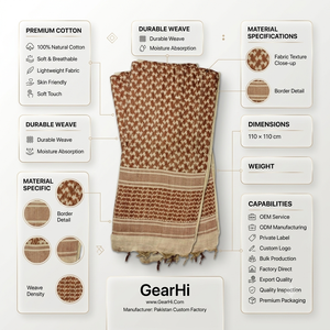 Shemagh, foulard pour la tête, foulard du Moyen-Orient, shemagh en coton, shemagh tissé, shemagh imprimé, shemagh respirant, qualité d'exportation - Product Image 1