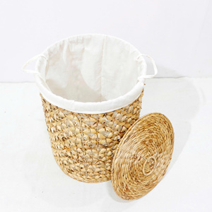 Cesta de Lavandería Plegable de Jacinto de Agua Natural de Alta Calidad, Hecha a Mano en Vietnam, Color Personalizado, Cesta Sostenible - Product Image 5