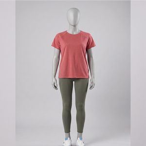 Ensemble de vêtements de sport pour femmes, haut court, legging coupe classique, 2 pièces, tissu polyester/coton, séchage rapide, fermeture éclair vintage - Product Image 1