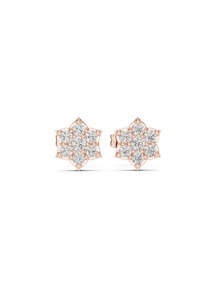 Pendientes de Oro Rosa con Diseño Floral, Diamantes Redondos de Corte Brillante, Modernos, Certificados por IGI, Chapados en Oro para Mujer, Joyería de Regalo - Product Image 1