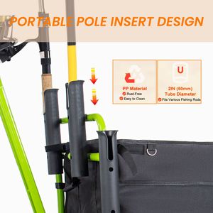 Carrello da Pesca All-Terrain 9.85 per Carichi Pesanti, Carrello da Spiaggia con Portacanne e Portaombrelli, Carrello Pieghevole da Giardino e Campeggio - Product Image 3