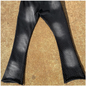 OEM Manufacture Custom High Quality Winter Vintage Distressed Screen Print Men Baggy Jogger Set Acid <b>Wash</b> Rhinestone 100% Cotton - Product Image 5