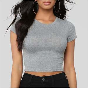 Camiseta Corta Personalizada para Mujer, Cuello Redondo, Manga Corta, Secado Rápido, Ajuste Ceñido, 100% Algodón, para Ejercicio, Trotar, Casual, Fabricación OEM - Product Image 3