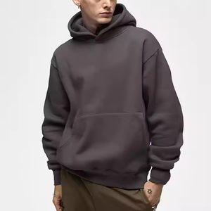 Sweat-shirt à capuche pour homme, couleur unie, coton tricoté, pull décontracté, coupe classique, vêtements d'automne - Product Image 2
