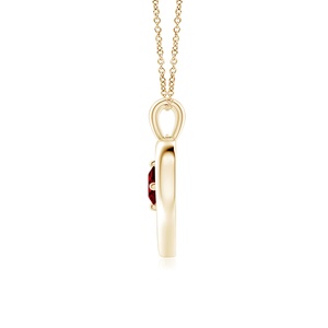 Pendentif Cœur Ouvert en Or 14K 3.8G avec Rubis Naturel Taille Ronde 0.1Ctw Sertis Griffe, Bijou Fin Romantique, Cadeau pour Elle - Product Image 2