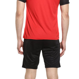 Econex Sports Men's Red Black Color Blocking Casual T-Shirt Shorts <b>Set</b> Quick Dry Knitted 320g Polyester Summer Wear - Product Image 4