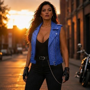 <b>Women's</b> Genuine <b>Leather</b> Vest <b>Vintage</b> Biker Motorcycle Style V-Neck Slim Fit Waterproof Windproof Sleeveless Outerwear 2026 - Product Image 3