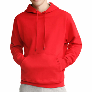 เสื้อฮู้ดผู้ชายสีแดง ทรงปกติ ผ้าฝ้ายฟลีซ สวมใส่สบาย สีพื้น น้ำหนักเบา เหมาะสำหรับใส่ลำลองและสตรีทแวร์ - Product Image 5