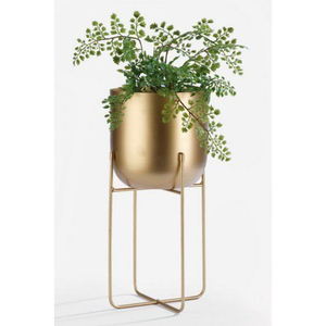 Modern <b>Black</b> Metal Flower <b>Pot</b> with Gold Wire <b>Stand</b> Minimalist Indoor Planter Design & Material Antique Brass <b>Pot</b> Home Decor - Product Image 2