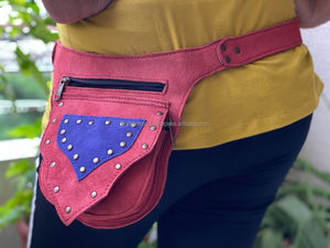 New Real Handmade Suede Leather Multi Pockets Waist Hip Bags With Adjustable Strap Stylish Unisex Leather Utility Fanny Packs - Product Image 3