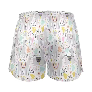 Women's Casual Printed Shorts Cartoon Alpaca <b>Pattern</b> Drawstring Elastic Waist <b>Knitted</b> Breathable Regular Fit Mid Waist Short - Product Image 2