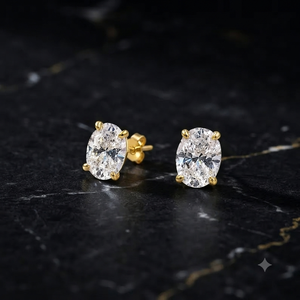 Boucles d'oreilles en moissanite en argent sterling 92,5, coupe ovale, plaquées or et plaquées or rose - Product Image 2