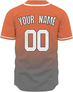 Custom Men's Baseball Jersey Orange Gray Gradient Team Uniform <b>Short</b> <b>Sleeve</b> <b>Button</b> <b>Up</b> Sportswear Player Number OEM Wholesale - Product Image 3