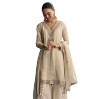 Salwar Kameez pakistanais en dentelle brodée, 100% coton, respirant, écologique, lavable, taille naturelle, été, boutonné