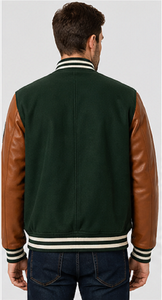 Blouson Bomber Homme en Cuir Véritable Style Universitaire avec Lettres Brodées – Vêtement d'extérieur Premium Coupe-Vent Chauffant – Vente en Gros - Product Image 3