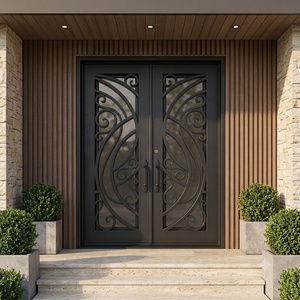 Royal Luxury Royal-style Wrought Iron Glass Exterior Main Gate Modern Design Water-Rust-Resistant Coating Easy Assembly <b>Swing</b> - Product Image 4