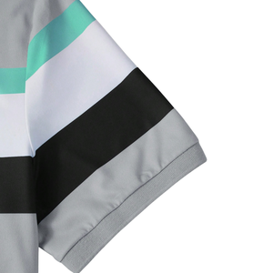 Polo a Rayas Gris, Blanco y Menta para Hombre, Manga Corta, Transpirable, de Secado Rápido, Ligero, Informal, para Golf, Tenis, Verano, Tejido de Punto - Product Image 6