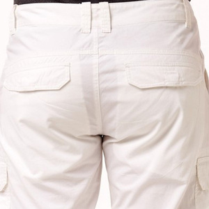 Men's <b>White</b> Bermuda <b>Cargo</b> Shorts High Waist Drawstring Closure Canvas Fabric 180g Breathable Casual Style Front Logo Pockets - Product Image 3