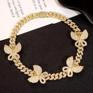 Collier Iced Out Papillon Maille Cubaine Hip Hop avec Pendentif Multi-Formes en Diamant de Laboratoire pour Hommes et Femmes, Bijoux Hip Hop en Diamant - Product Image 4