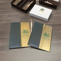 Porte-menu en laiton de qualité supérieure, durable, avec porte-factures en cuir PU, plaque logo certifiée ISO, nickelé, pour restaurants