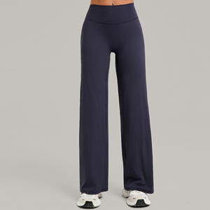 Pantalon de sport pour femme à logo personnalisé, coupe droite, séchage rapide, jambe large, effet push-up, idéal pour le Pilates et le yoga - Product Image 3