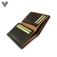 VAND 008 Dompet Lipat Dua Kulit Nappa Premium Klasik Pria Pendek Ringkas Tipis Lapisan Katun Lembut Berkualitas Tinggi Multi-Fungsi