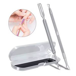 Pousse-cuticules chirurgical Morje à double extrémité en acier inoxydable, réutilisable, double usage, pour manucure, avec boîte de rangement - Product Image 1