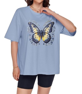 Nueva Colección de Camisetas de Mujer Estampadas 100% Algodón, Manga Corta, Cuello Redondo, Hombros Caídos, Talla Grande, Cómodas, de Bangladesh - Product Image 4