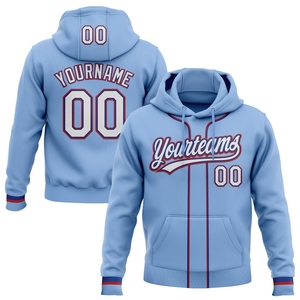 Sweat-shirt à capuche de baseball personnalisé, nouveau design, bleu clair, blanc et rouge royal, vente en gros directe pour l'industrie - Product Image 1
