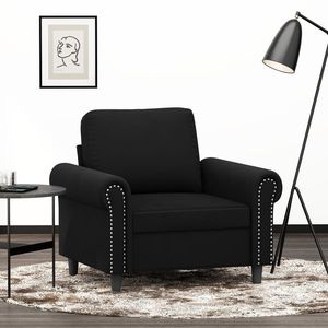 Sillón Individual de Terciopelo Negro con Estructura Metálica, Silla Resistente para Sala de Estar - Product Image 1