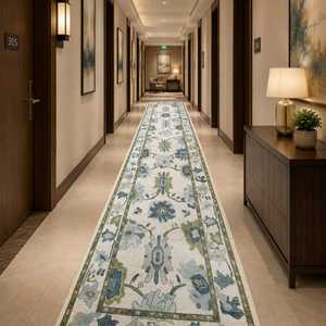 Premium Traditional Eco-Friendly Hand Knotted Wool Floral Oushak <b>Runner</b> Rug - Product Image 2