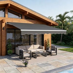 Toldo Retráctil para Patio con Brazos Plegables y Extensibles, Protección UV y Contra Lluvia, para Terrazas y Patios Traseros, Autoportante - Product Image 1