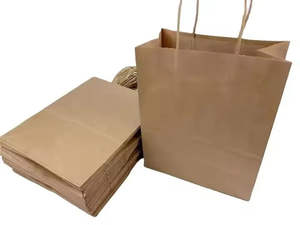 Sacs en papier kraft personnalisés en gros avec poignée laminée pour emballage alimentaire à emporter, sacs fourre-tout en papier kraft personnalisés pour plats à emporter - Product Image 3