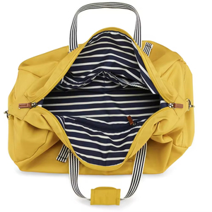 Yellow Canvas <b>Duffel</b> <b>Bag</b> with Striped Handles Zipper Closure Large Capacity Travel Weekender <b>Bag</b> - Product Image 5