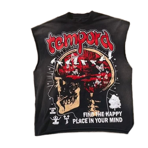 Men's Long Sleeve Tank <b>Top</b> Polyester/Cotton Eco-Friendly Breathable <b>Skull</b> Print Street Style O-Neck Plus Size Acid Wash Jersey - Product Image 1