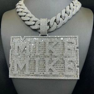 Colgante de Lujo con Nombre MIKE MIKE, Estilo Hip Hop, con Diamantes, Cadena Cubana, Joyería Personalizada - Product Image 3