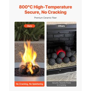 Bolas de Fuego de Cerámica de 5 Pulgadas, 6 Piezas, Piedras de Lava Reutilizables para Uso en Interiores y Exteriores, Rocas Decorativas para Fogatas - Product Image 3