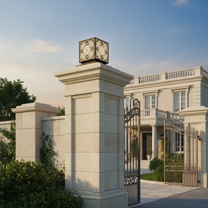 Lámpara de Pedestal LED Floral Antigua para Puerta o Jardín, Decoración Vietnamita, Exterior, Villa, Jardín, Negra, E27, IP65, Acero, 12'', AC 220V - Product Image 6