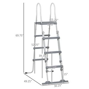 Échelle de piscine hors sol de 70 po avec plateforme en A de 48 po, marches antidérapantes et mains courantes arrondies, plateforme supérieure pour escalier de piscine - Product Image 3